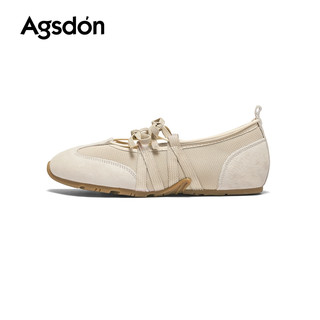 Agsdon Giày Mary Jane Nữ | Nơ Xinh | Lưới Thoáng Khí | Đế Mềm | Phong Cách Ballerina | Miệng Nông