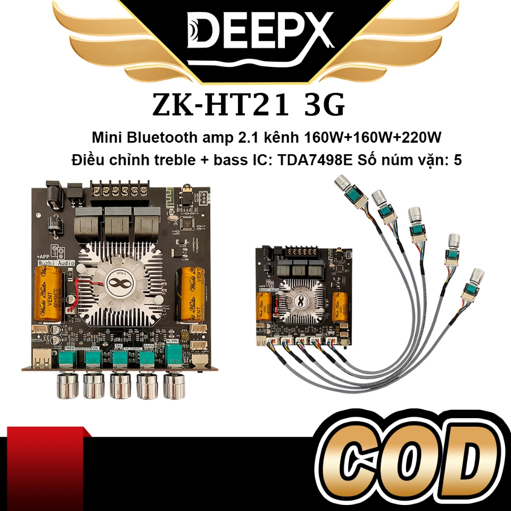 Mạch loa 2.1 ZK-HT21 3G Mô-đun bộ khuếch đại công mạch khuếch đại âm thanh 160W*2+220W bluetooth 2.1