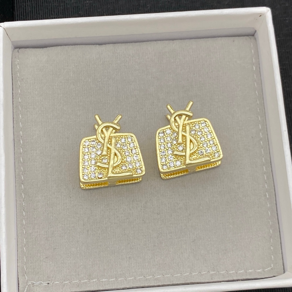 Mới Saint Laurent Bông Tai Vuông Nhẹ Sang Trọng Cao Cấp Bông Tai Niche Thiết Kế Retro Bông Tai Nữ sz