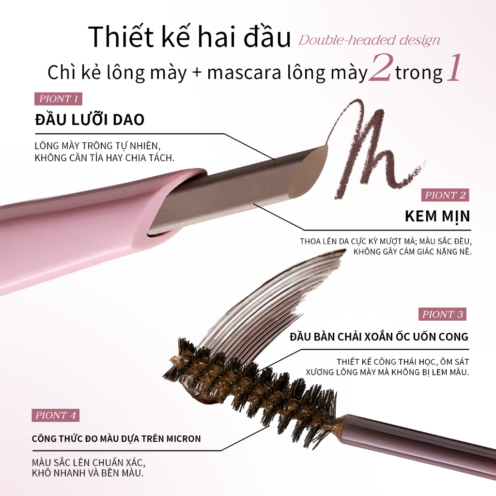 Bút chì kẻ mày hai đầu Mooekiss 3D, Bút chì kẻ mày chống thấm nước và chống mồ hôi tự nhiên, Luồng tóc hoang dã dành cho nữ, Bột lông mày, gel lông mày | BigBuy360 - bigbuy360.vn