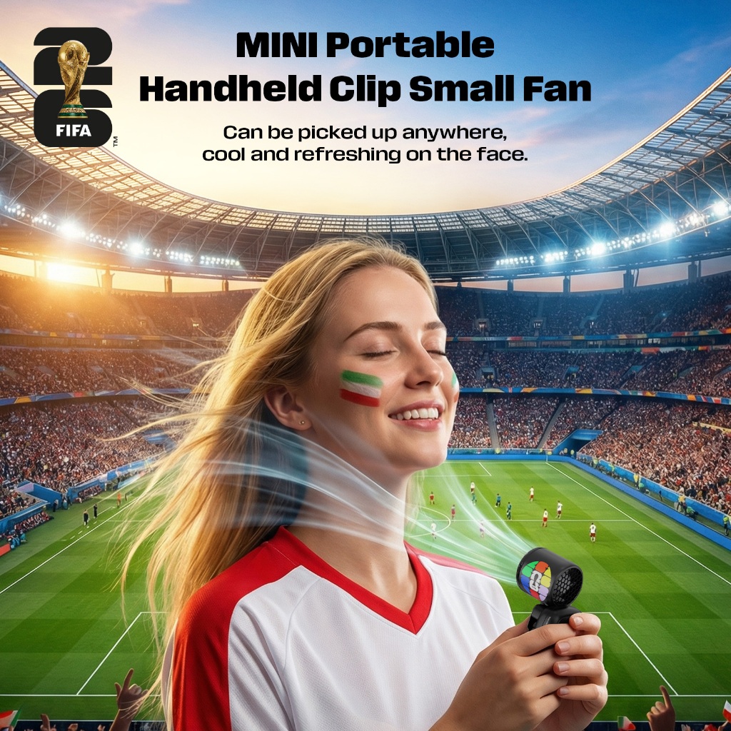 FIFA F26F02 – Quạt Mini Cầm tay: Kẹp & Để bàn, Gập gọn & Nhỏ gọn, Sạc USB siêu êm, Làm mát ngoài trời, Nhẹ & Dễ mang theo – Sản phẩm lưu niệm World Cup | BigBuy360 - bigbuy360.vn
