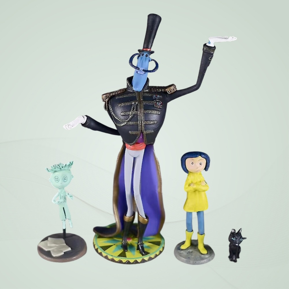 4 Cái / bộ 16cm Coraline & the Secret Door Hình Mèo Đen Coraline Jones Mr. Bobinsky Ghost Wybie PVC 