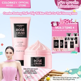 [ĐỘC QUYỀN HƯƠNG GIANG] COMBO Body Lotion Dưỡng Da Căng Mướt 200g & Tẩy Tế Bào Chết COLORKEY ROSÉ Giúp Da Mềm Mịn, Hương Thơm Ngọt Ngào 200g/hộp