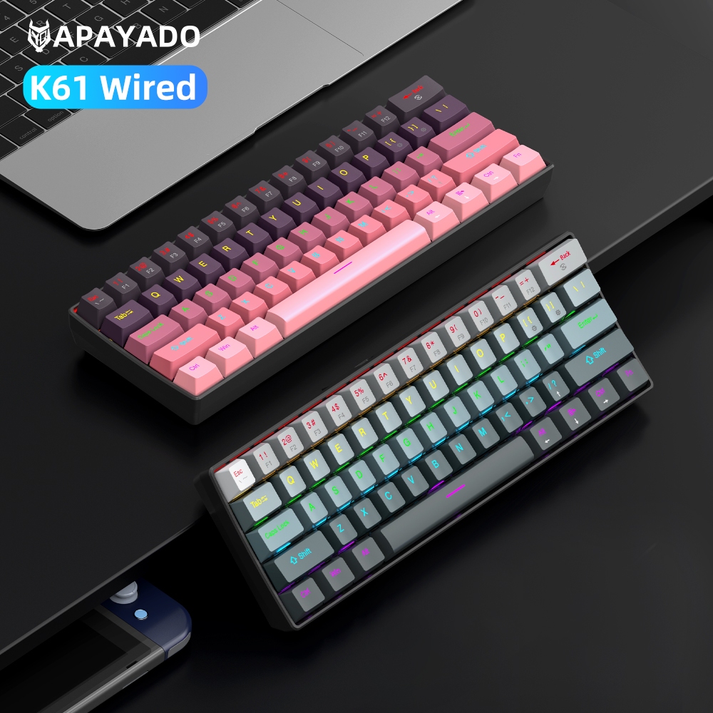 APAYADO K61 RGB Thời Trang Mini Bàn Phím Cơ Trò Chơi Bàn Phím Văn Phòng Trục Xanh Bàn Phím Cơ Trục Đ