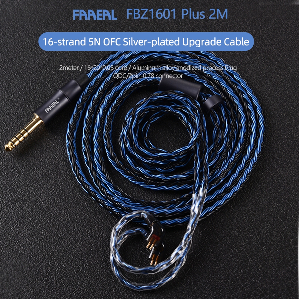 Cáp tai nghe FAAEAL có đầu nối QDC / 0,78mm 16 sợi OFC Nâng cấp dòng HiFi mạ bạc cho SIMGOT EM6L EW2