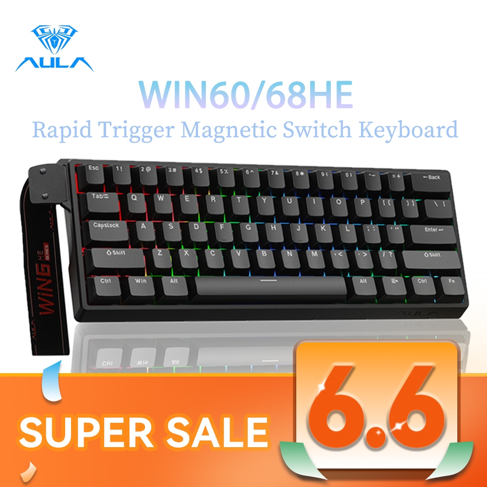 Bàn phím từ tính AULA WIN60 / 68HE RT Gaming Wired RGB Hot-swap 8kHz Bàn phím cơ có độ trễ thấp