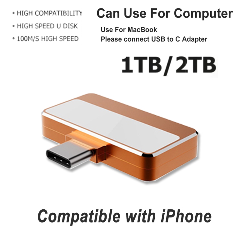 Ổ đĩa flash USB tốc độ cao 2TB tương thích với iPhone 15-17 Pro Max, ổ đĩa flash di động 1TB để sao 