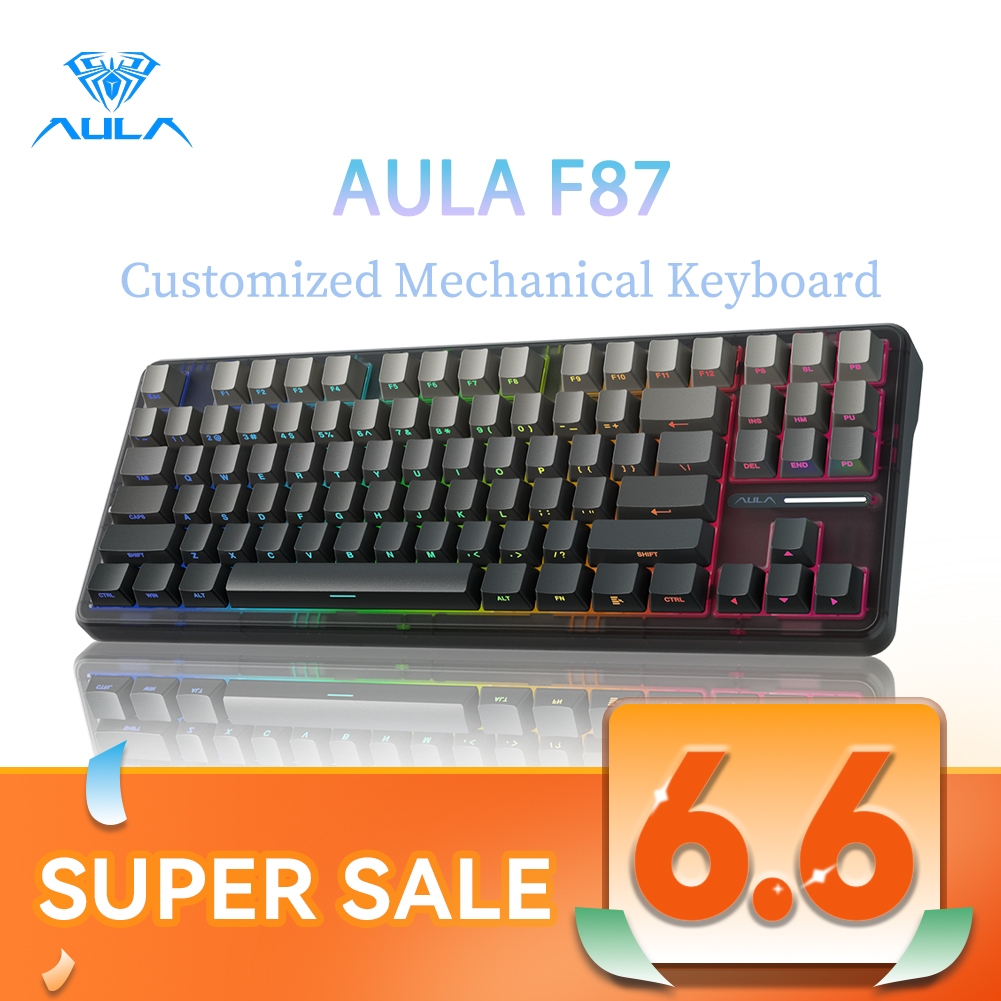 Bàn phím cơ AULA F87 87 phím có dây/2.4G/bluetooth không dây/80%/ driver hỗ trợ RGB
