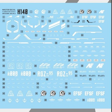 Decal trượt nước MASTER H140 HG 1 / 144 RGZ-95 ReZEL (Không bao gồm bộ dụng cụ)