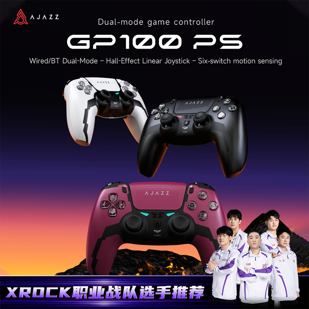 Bộ điều khiển trò chơi không dây AJAZZ GP100 PS, Cần điều khiển hiệu ứng Hall, Chế độ kép Bluetooth 