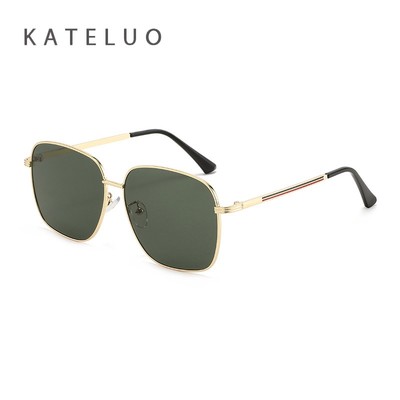 KATLUO Nam Cổ Điển Vuông Lớn Kính Mát Nữ Chống Tia UV400 Kim Loại Kính Chống Nắng Sắc Thái Cho Lái Xe S25306