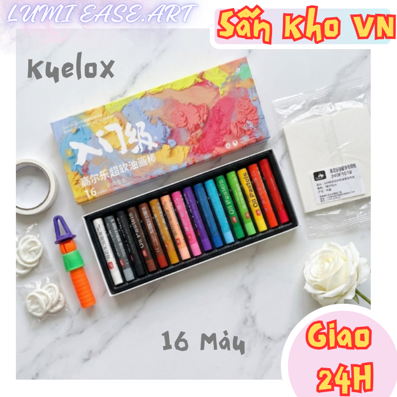 Màu Sáp Dầu Mềm Kuelox Studio Kuelox – 16 Màu CLASSIC Mịn Bám Tốt Mini – Họa cụ Summer