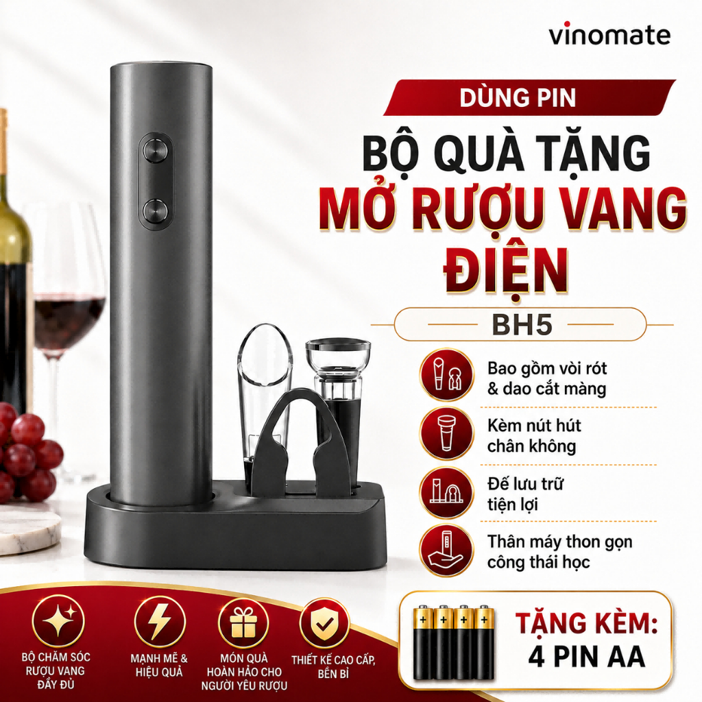 Nút chai rượu vang / Bộ bốn mảnh / Nút chai điện / Nút chai / Nút chai tự động / Nút chai tiết kiệm 
