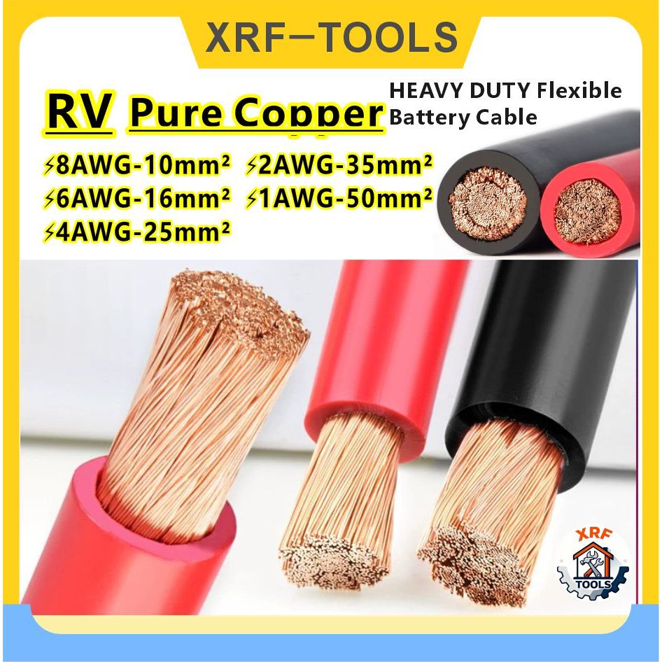1 Mét RV Cáp Xoắn Linh Hoạt Đồng Nguyên Chất 8-1AWG DIY Cáp Pin Lõi Đơn Đa Dây Linh Hoạt Chịu Lực Cá