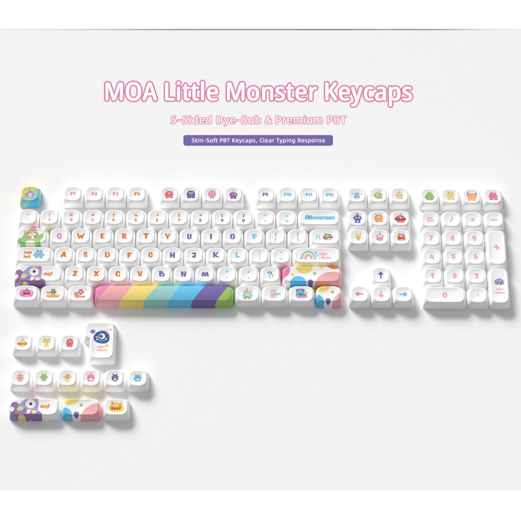 Little Monster Keycaps 121 Key PBT Keycaps MOA Profile DYE-SUB Cho MX Switch Bàn Phím Cơ