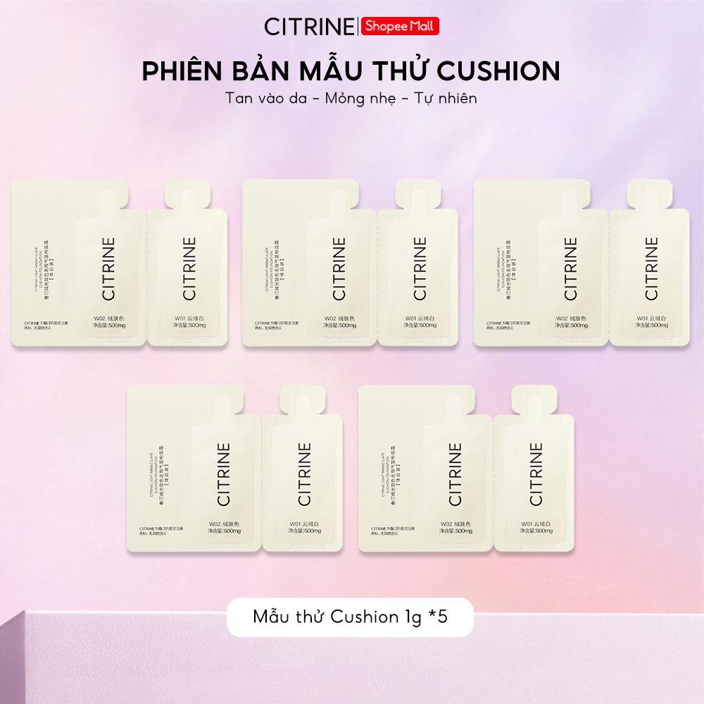 Sample Cushion - CITRINE - Bộ 5 Gói Mẫu Thử Cushion, Lớp Nền Mịn Lì