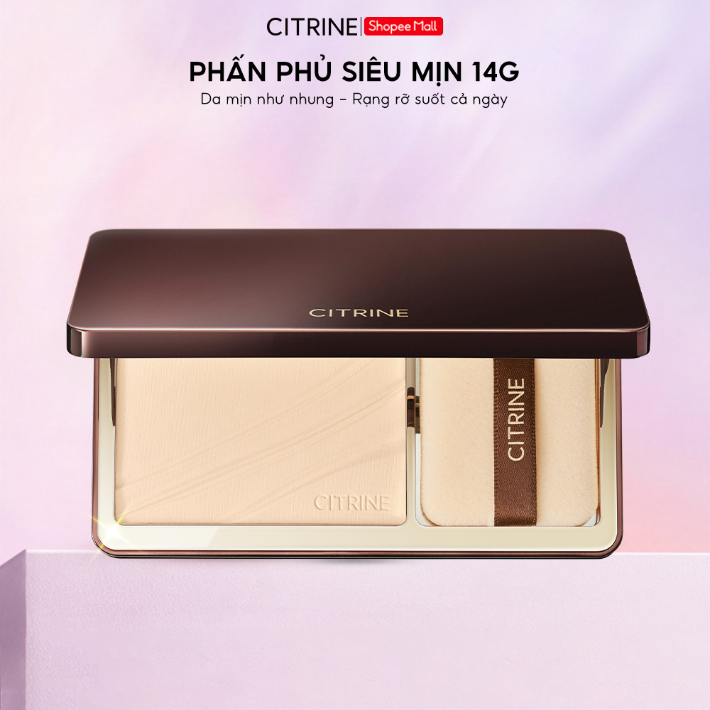 Phấn Phủ Nén Hộp Sang - CITRINE - 14G Kiềm Dầu, Mịn Lì, Chống Nước, Sang Trọng, Lành Tính