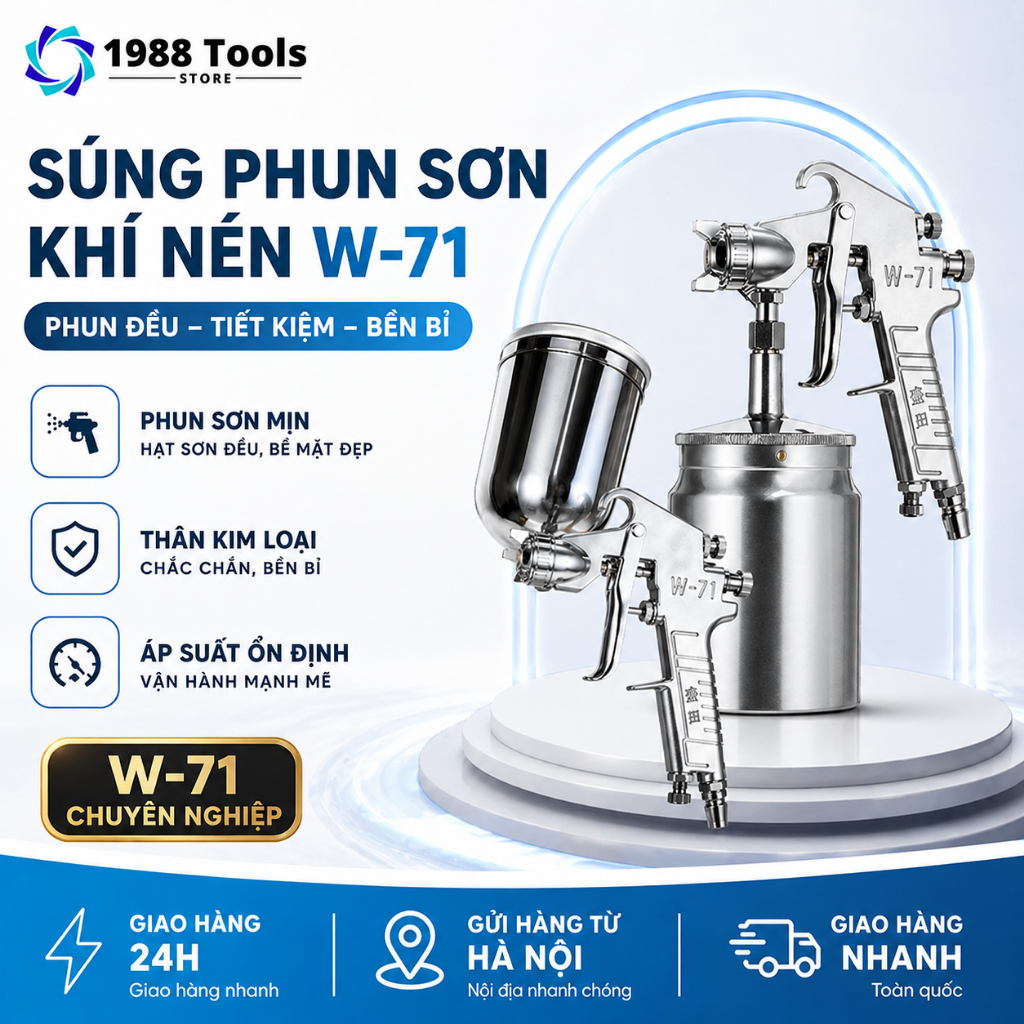 W-71 Súng phun khí nén chuyên nghiệp Súng phun sơn mài phun cao tiết kiệm sơn mài ô tô Sơn cảm ứng Motorcyc