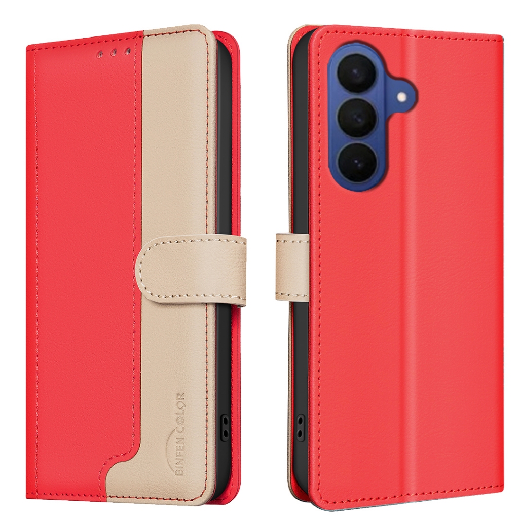 Dành Cho Samsung S26FE A27 A57 A56 A36 A37 S26Ultra S25FE M36 S24FE Hai Màu Ghép Da PU Folio Bao Từ 