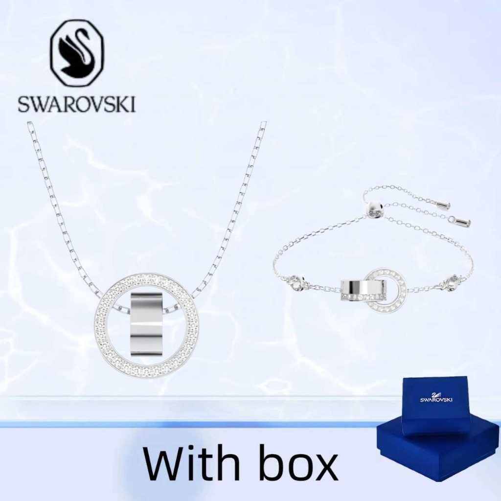 Swarovski (có hộp) mua vòng cổ trang sức bạc nguyên chất Swarovski Rỗng Bạc Vòng cổ thời trang may m
