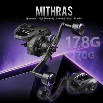 KINGDOM MITHRAS Máy câu nước mặn siêu nhẹ 170 / 178g Khung Carbon Kéo tối đa 8KG 4.7: 1 / 5.6: 1 Tỷ lệ bánh răng tốc độ cao Chống ăn mòn cho câu cá nước mặn trên thuyền
