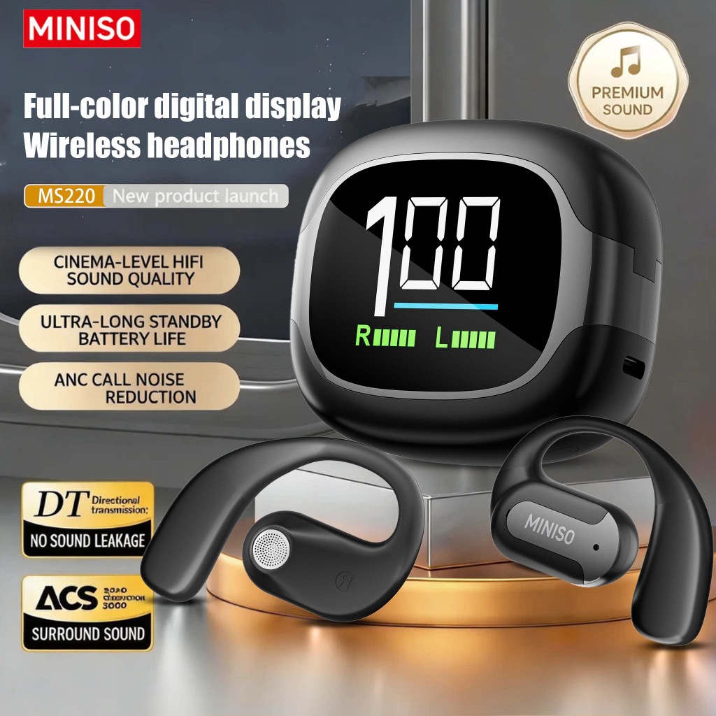 Tai nghe Bluetooth phiên bản thông minh MINISO MS220 AI Bluetooth 6.0TWS AI Khử tiếng ồn thông minh 