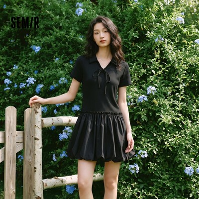 Semir 2026 Mùa Hè Polo Cổ Ruffle Khâu Mới Playful Tất Cả Trận Đấu Ngọt Ngào Bud Váy Mini Nữ