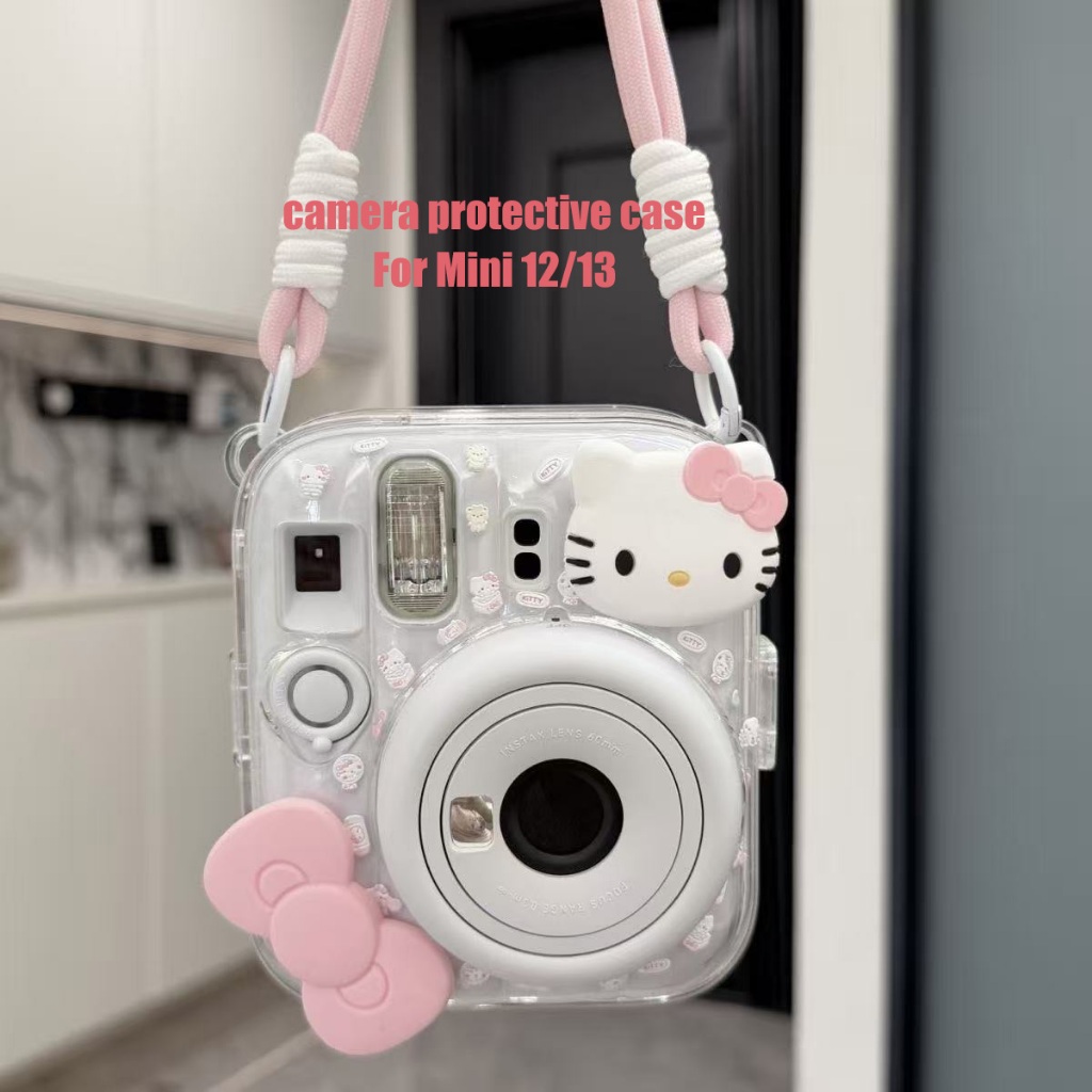 Ốp lưng Instax Mini 12 / Mini 13 trong suốt có dây đeo Fujifilm Instax Mini12/13 Nắp ống kính