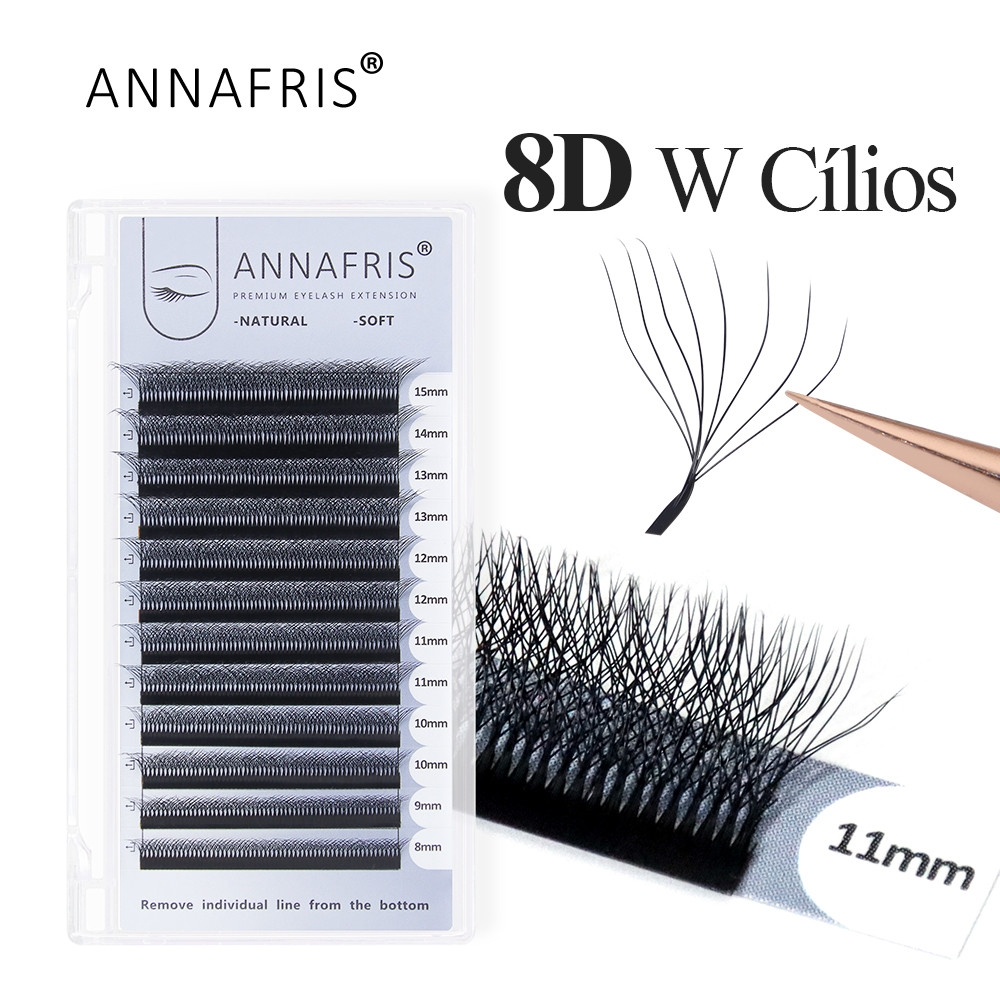 ANNAFRIS 8D W Shape Eyelash Extensions Premade Volume Fan W Style Chất Lượng Cao Giả Tự Nhiên Mink C
