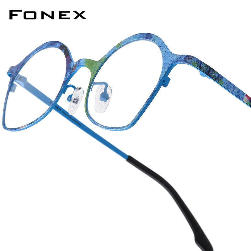 FONEX Nguyên Chất Titan Kính Nữ Mới Thiết Kế Thương Hiệu Retro Mèo Mắt Kính Thời Trang Siêu Nhẹ Vint
