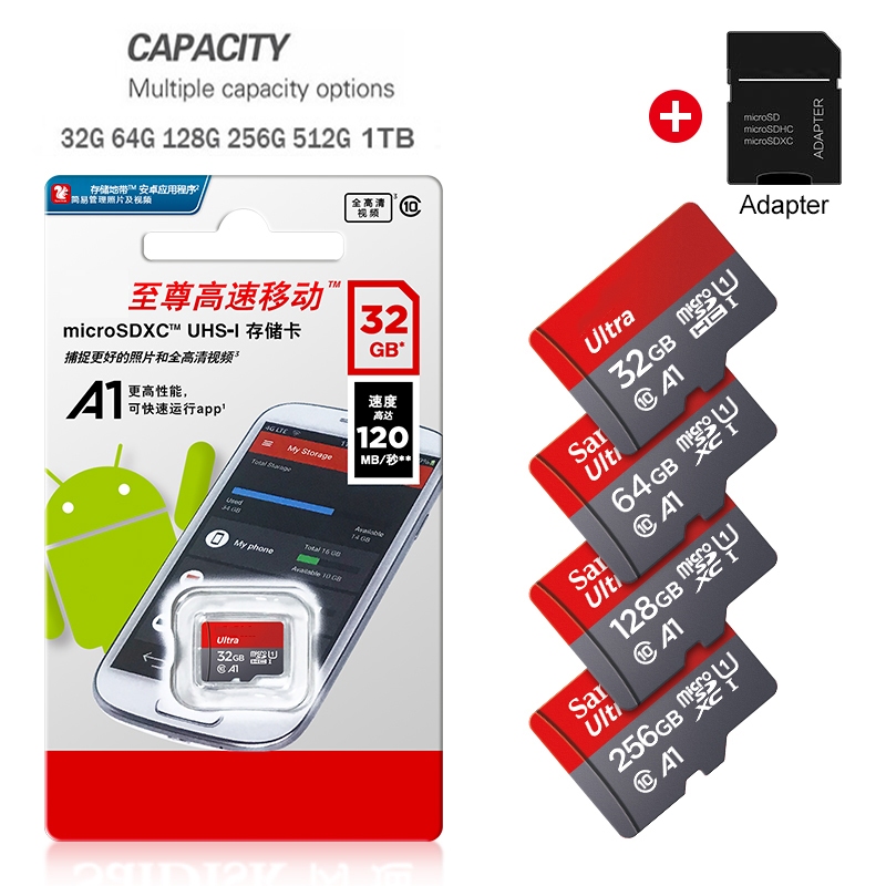 Thẻ Nhớ 1TB 2TB Microsd TF SD Thẻ Class10 Thẻ Flash Cho Điện Thoại Laptop PC MAC camera Quan Sát