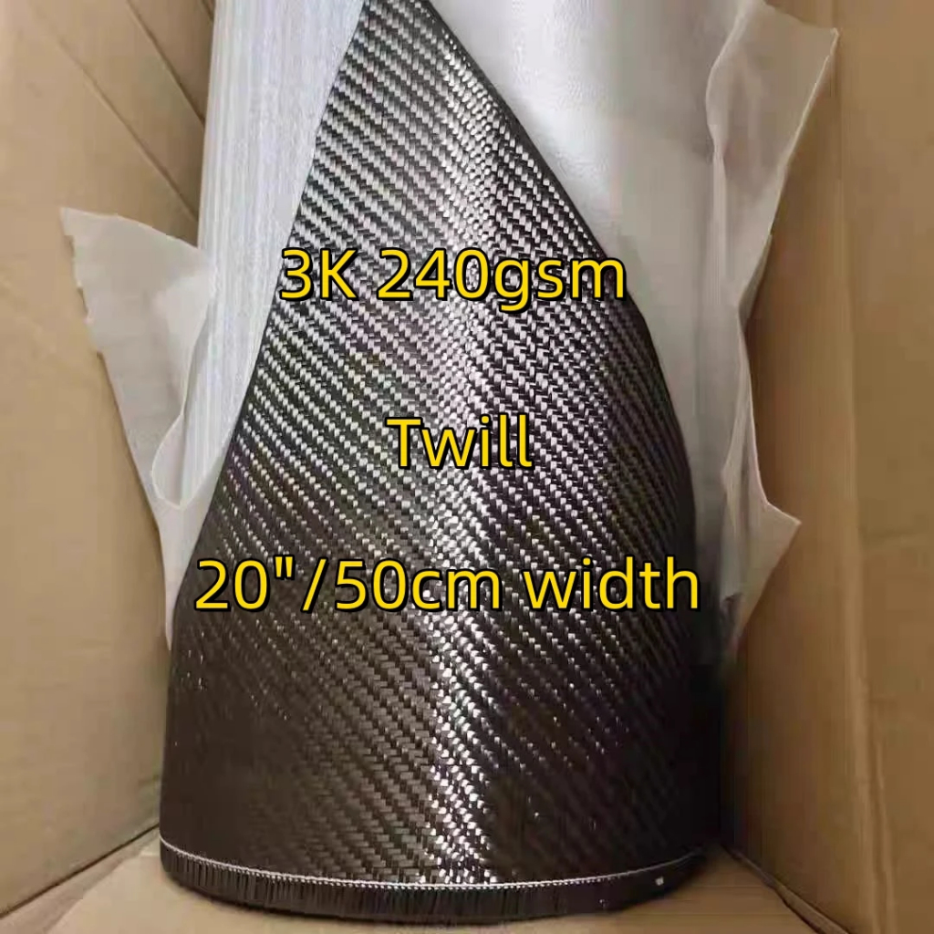Bề mặt rộng 3K 240gsm 19,68 inch/ 50cm Twill Vải sợi carbon thật Vải sợi carbon
