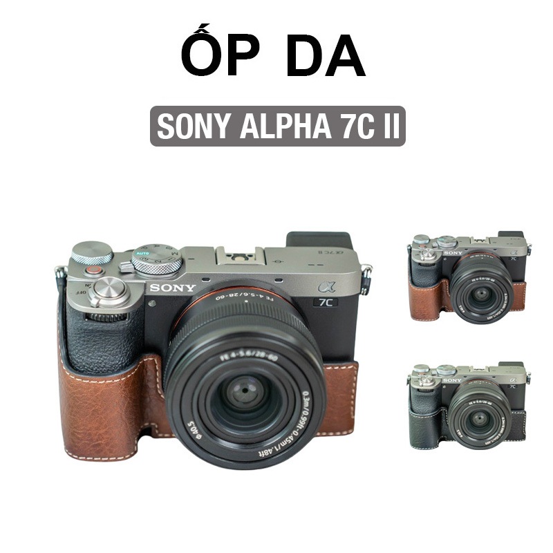 [Light Camera] ốp da Sony Alpha 7C-II ốp bảo vệ cho máy ảnh có dây đeo FS001