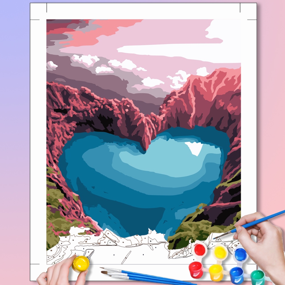 ACANDLY DIY Paint by Number Kit 40x50cm Đóng khung, Autumn Lake Kayak View Canvas in sẵn với sơn Acr