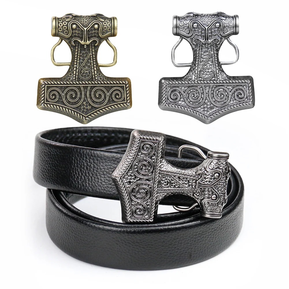 Thor Hammer Belt Buckle Viking Norse Mjolnir Dây kim loại Phụ kiện