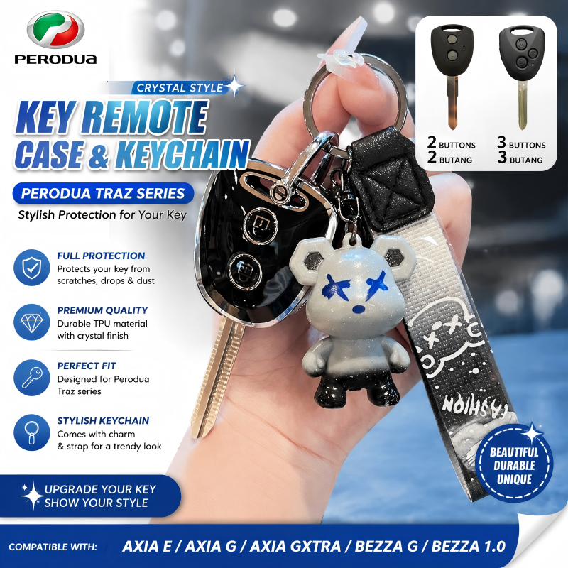 Perodua Axia Bezza TPU Chìa Khóa Xe Ô Tô Chìa Khóa Móc Khóa Cho Axia E G GXtra 2014-2025 Bezza G Bảo