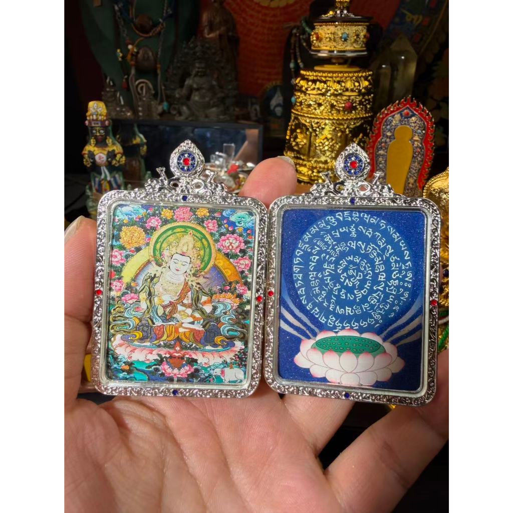 Các đối tượng Phật Pháp Thánh hiến-Đầm Bồ Tát hai mặt với trăm nhân vật Trái tim sáng Mantra Vẽ tay 