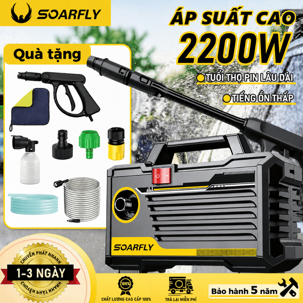 SOARFLY 2200W - Lõi đồng - Máy rửa xe mini - Máy rửa xe mini Máy rửa xe cao áp…