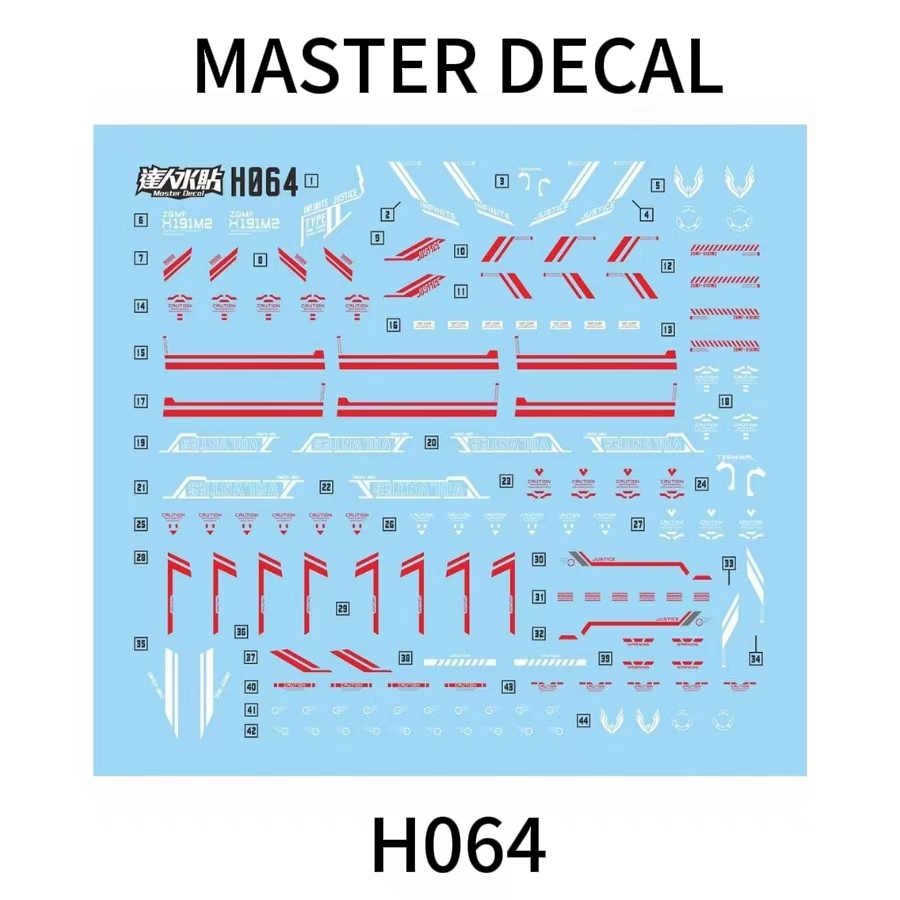 Master H064 HG infinite JUSTICE Type 2 SEED 1 / 144 decal trượt nước fluo
