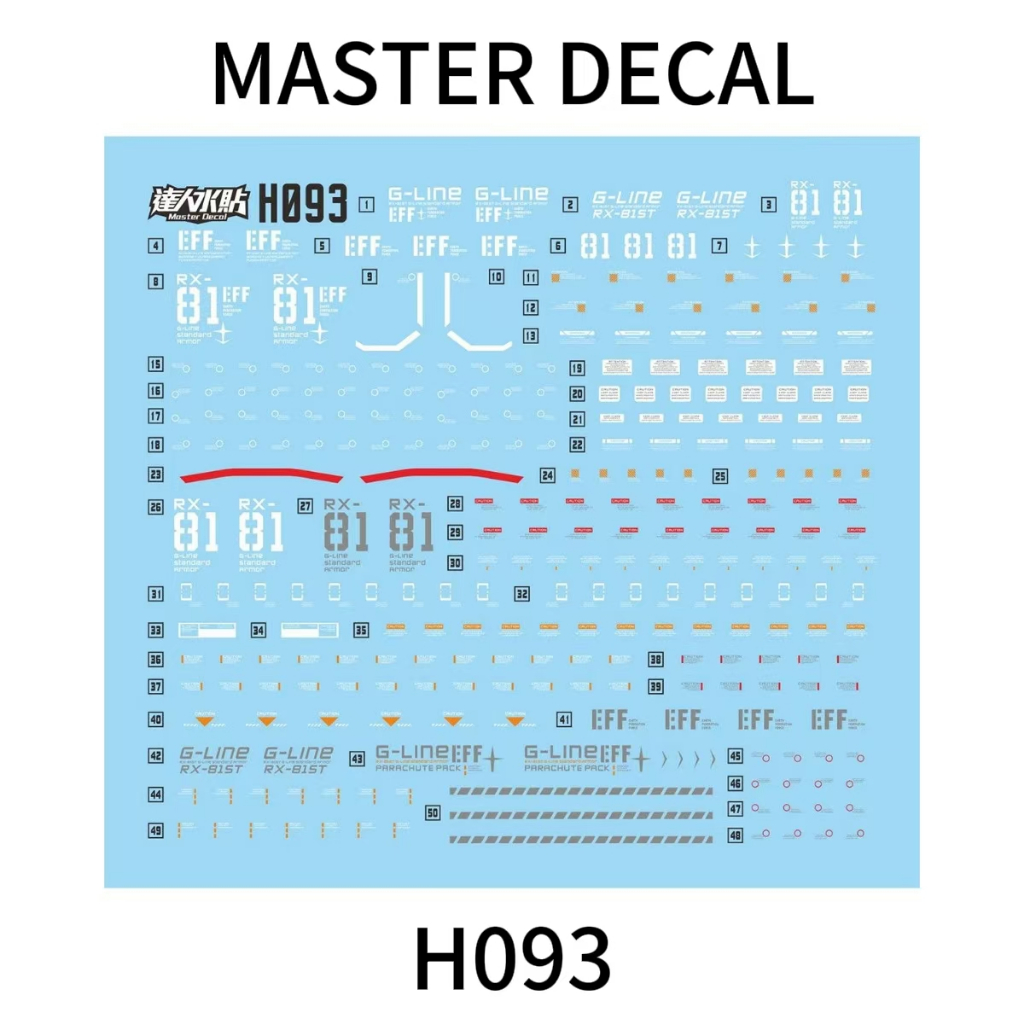 MASTER H093 HGUC HG 1 / 144 GLINE G-LINE Trượt Nước Decal Fluo Loại MASTERH093
