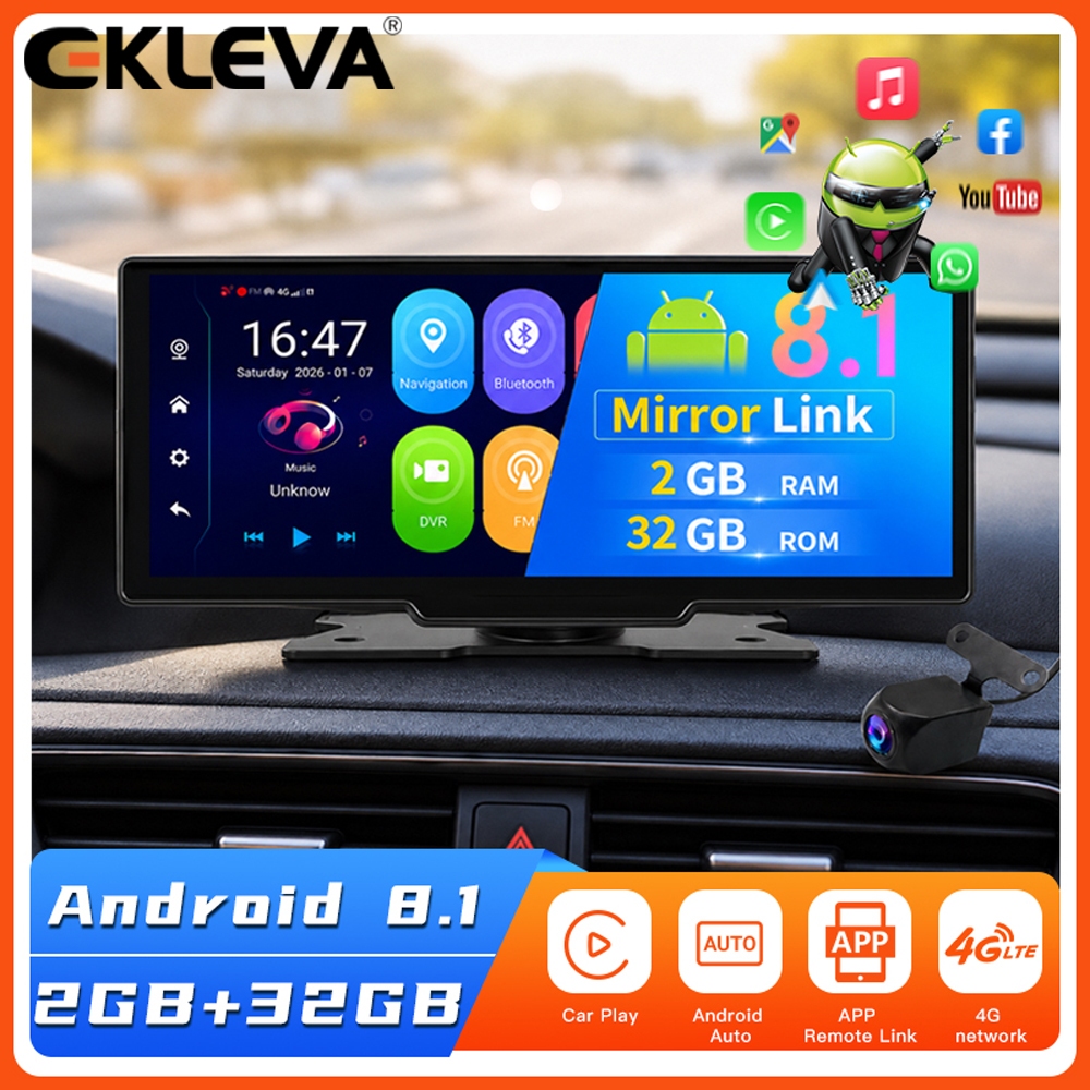 EKLEVA 11 Inch Gương Chiếu Hậu Ô Tô 4G Android Xe DVR Gương GPS WiFi Dash Camera 1080P Ống Kính Kép 