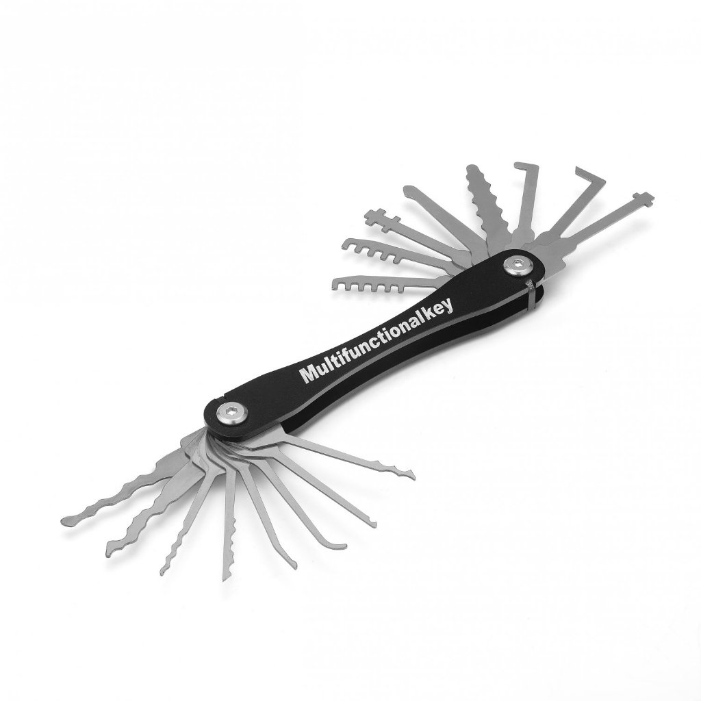 16 Chiếc Thép Không Gỉ Haoshi Dụng Cụ 16 Trong 1 Móc Khóa Dụng Cụ Sửa Chữa Chìa Khóa Thực Hành Dụng 