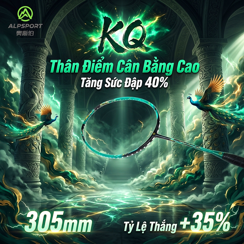 ALPSPORT KQ Peacock 4U 82g Max 35 Lbs Siêu Nhẹ 100% Sợi Carbon Xanh Vợt Cầu Lông Có Dây Trắng Đỏ Chu
