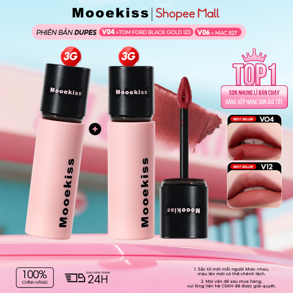 [KOL Combo 2] Combo 2 son lì Mooekiss chất mờ tự nhiên, kết cấu mượt mà, giúp môi trông tươi tắn và sáng hơn | BigBuy360 - bigbuy360.vn