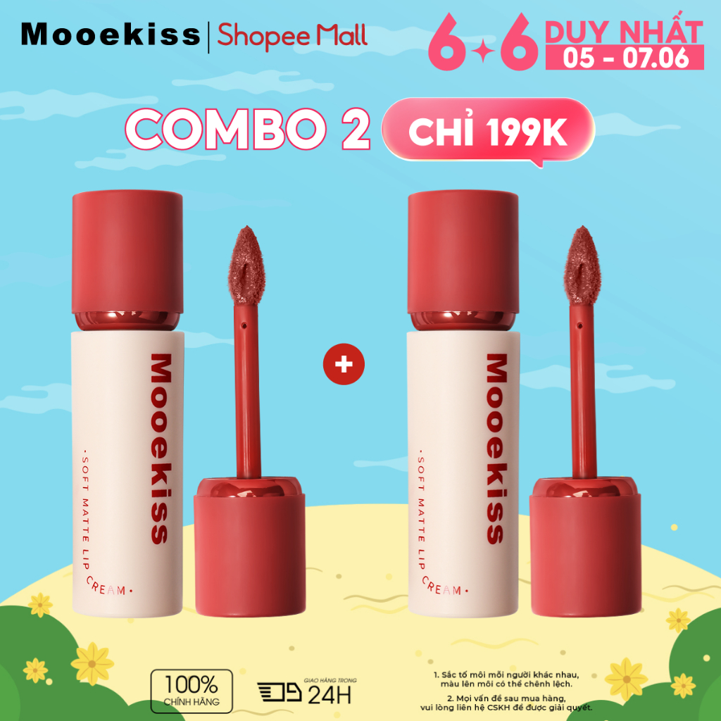 [KOL Combo 2] Combo 2 son lì Mooekiss chất mờ tự nhiên, kết cấu mượt mà, giúp môi trông tươi tắn và sáng hơn | BigBuy360 - bigbuy360.vn