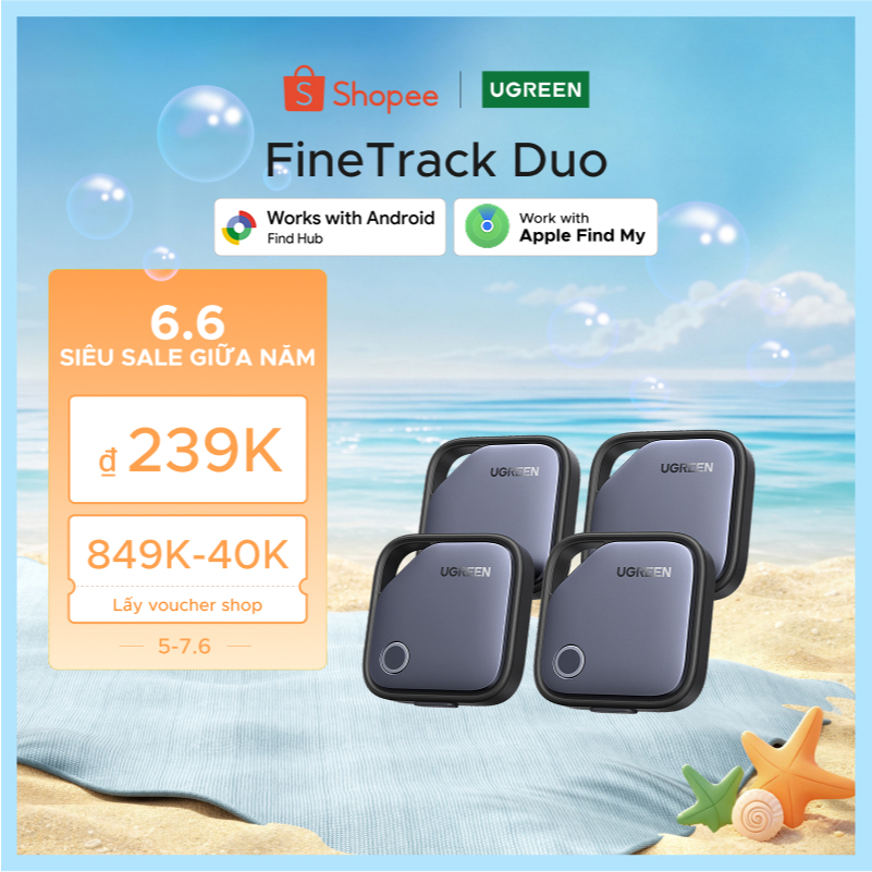 UGREEN FineTrack Duo 2 in1 Thẻ thông minh Định vị thông minh Bộ định vị tìm kiếm theo dõi chống thất