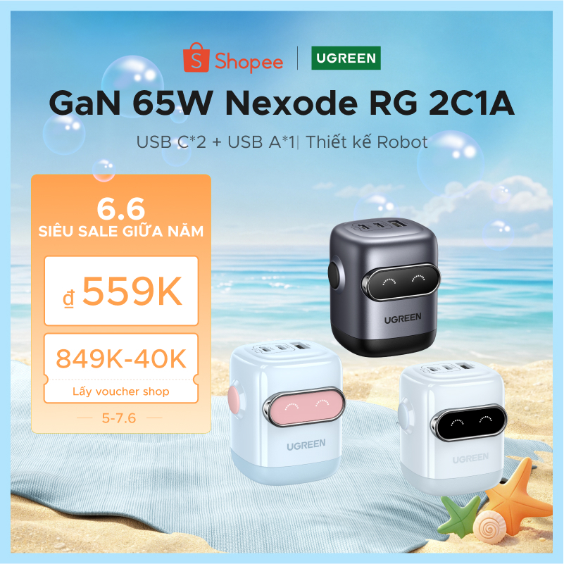 Ugreen Uno 65W 30W RbotGaN Sạc Nhanh GaN2 Sạc Nhanh RG Bộ Chuyển Đổi Nguồn USB C Nhanh Cho iPhone 15