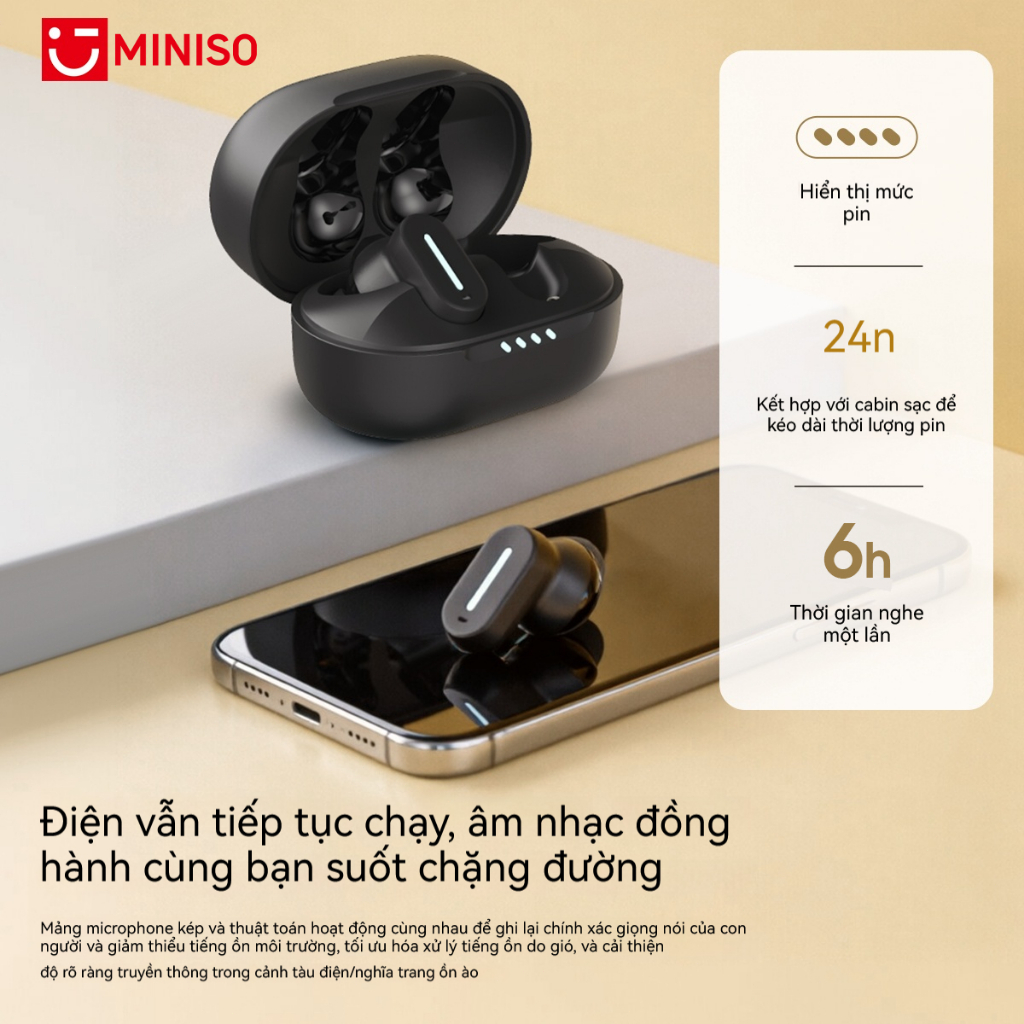 MINISO MS132 Tai nghe không dây nhét tai Bluetooth 6.0 Tai nghe Bluetooth Tai nghe chống ồn Màn hình LED đa năng Chất lượng âm thanh Hi-Fi Tương thích với iOS / Android / PC | BigBuy360 - bigbuy360.vn