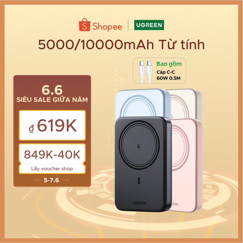 Sạc dự phòng nam châm UGREEN PB560 dung lượng 5000mAh|10000mAh