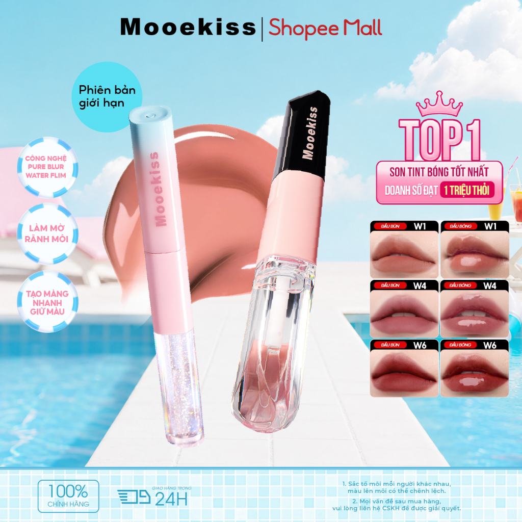 [KOL] Son Mooekiss 2 Đầu Lì & Bóng, Dưỡng Ẩm, Lâu Trôi, Không Dính Cốc, Mịn Nhẹ | BigBuy360 - bigbuy360.vn